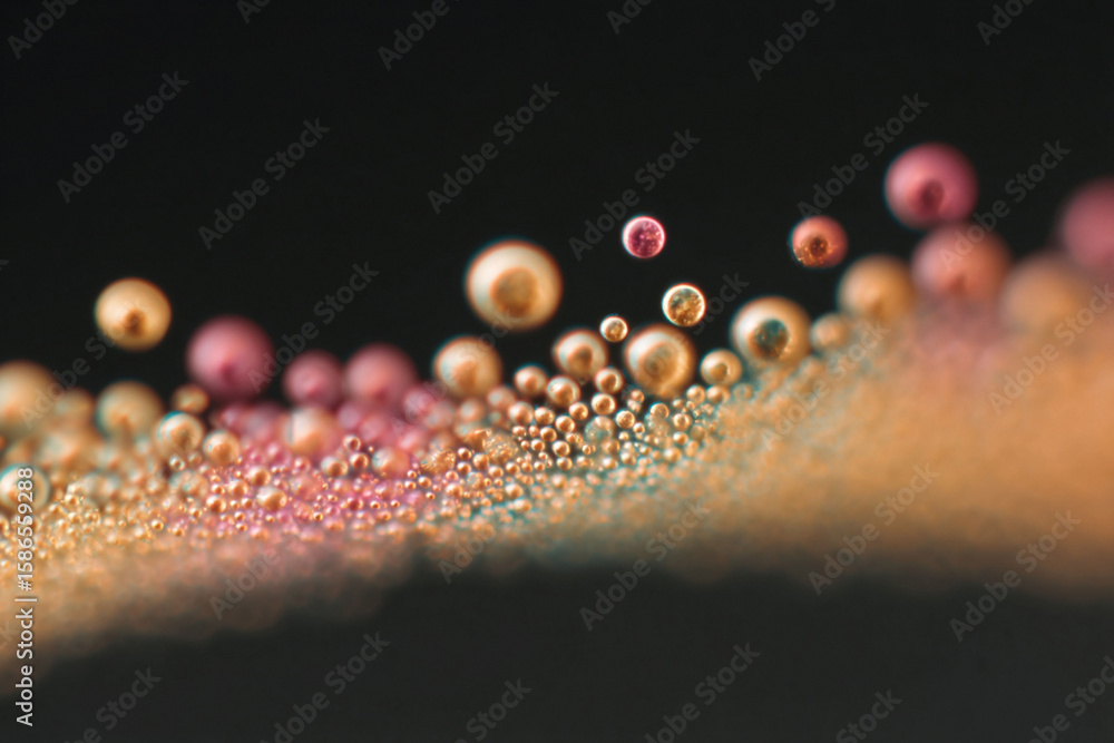 Poster abstract closeup of iridescent spheres, creating a mesmerizing texture. perfect for illustrating con