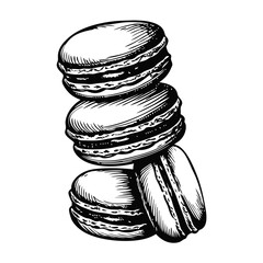 Delicate macaron stack showcases French confection layered in eye catching arrangement. Macaron stack includes classic almond meringue based confections, perfect for sweet treat lovers.