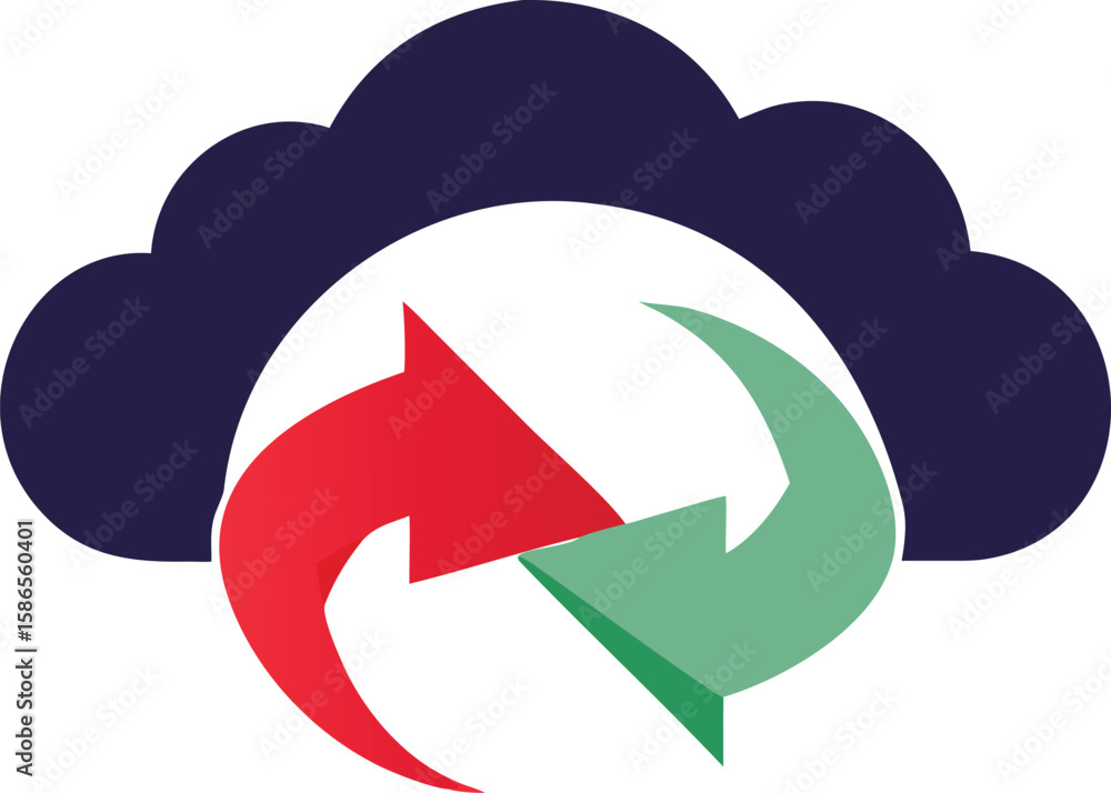 Poster abstract cloud computing data transfer red green arrows icon symbol vector
