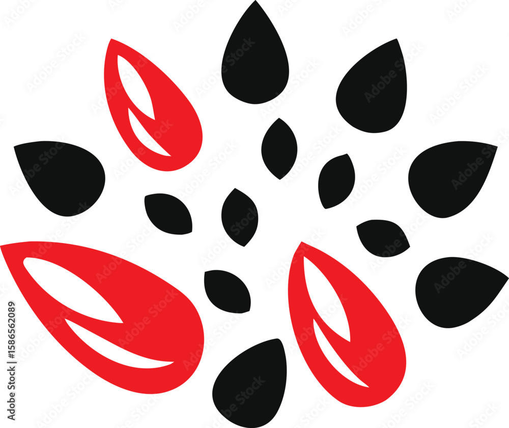Aufkleber abstract red and black drop shapes pattern design element white background vector
