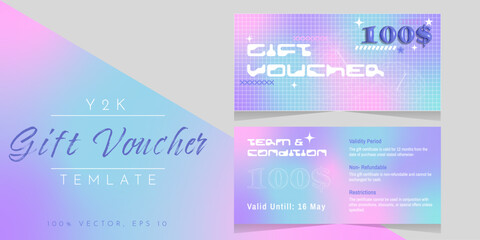 Y2K style gift voucher, vibrant style