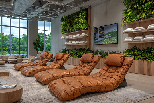 Blockchain Membership Lounge: A luxe space where NFTs unlock ergonomic chairs, nap pods, and crypto coffee bars. Rewards loyalty