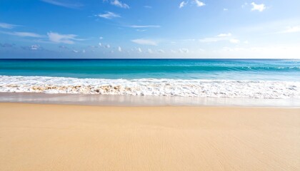 Fototapeta premium Tropical beach scene with calm ocean waves