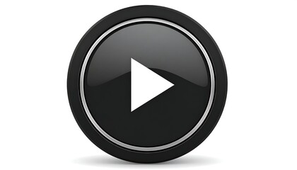 Black play button on white background