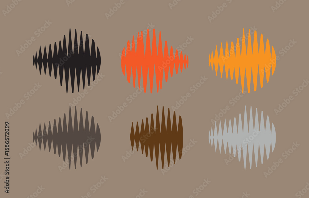 Poster abstract sound wave patterns in multiple colors on a neutral background