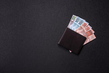 Cash paper money of Brazil, notes as a conceptual background of investment, savings