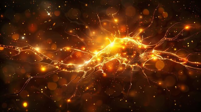 Illustration of neuron highlighting tau protein clumping and its impact on microtubule structure