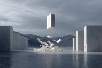 surreal reading experience, books gently hovering in a dreamy setting, with pages flipping, captured within a moment