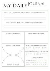 My daily journal template for gratitude goals energy and habits