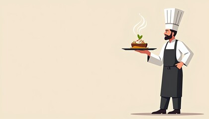 Chef presents a delicious gourmet dish on a tray in a modern kitchen setting with enticing steam rising