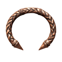 Ancient Copper Torc with Intricate Braided Design on a Black Background Display