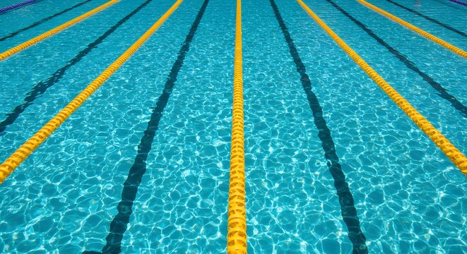 Swimming lane rope dividing clear pool water