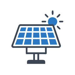Solar panel with sunlight representing concept of Ecology  