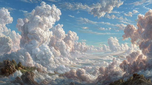 Vintage Clouds Painting in Renaissance Style