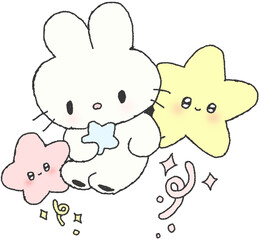 토끼 별 손그림 이모티콘 스티커