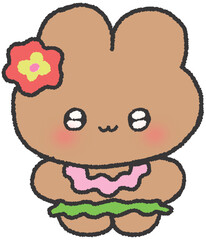 하와이 태닝 토끼 손그림 캐릭터 스티커