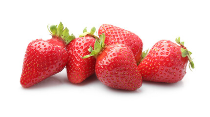 Pile of fresh ripe strawberries isolated on white