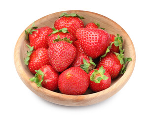 Fresh strawberries in bowl isolated on white