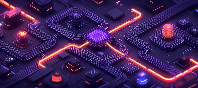 AI Desk Assigner: A glowing map assigning desks based on mood, task type, and team proximity in a co-work hub. Optimizes productivity