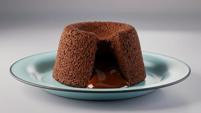 Chocolate Lava Cake With Studio Like Gradient Background Vintage Enamelware Vibe Professional Chefs Kitchen