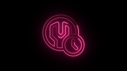 Maintenance Notification Animation with Glowing Lines on Black Background