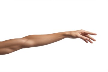 Fototapeta premium Extended arm reaching hand open and fingers slightly curved