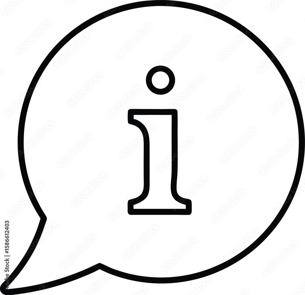 Poster line icon of a chat bubble with an information symbol inside isolated on transparent background