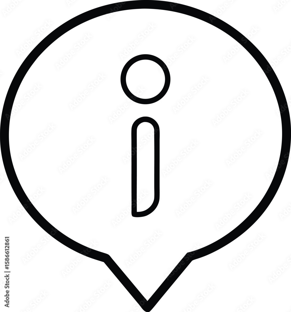 Poster line icon of a chat bubble with an information symbol isolated on transparent background
