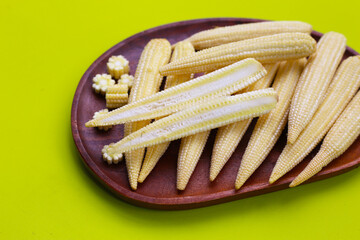 Raw, fresh yellow baby corn