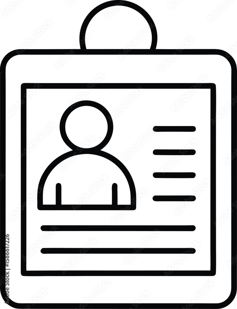 Poster simple line icon of a passport with an id photo isolated on transparent background