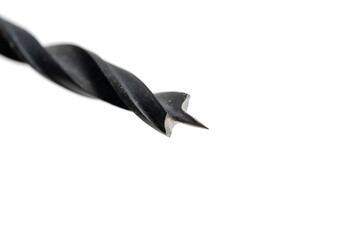 Closeup drill bit isolated on white background.