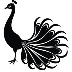 Obraz premium a long, flowing, and ornate tail, detailed feather shapes in a fan-like display, minimalist vector illustration isolated on white background, perfect for luxury branding, decorative art, and royal-th