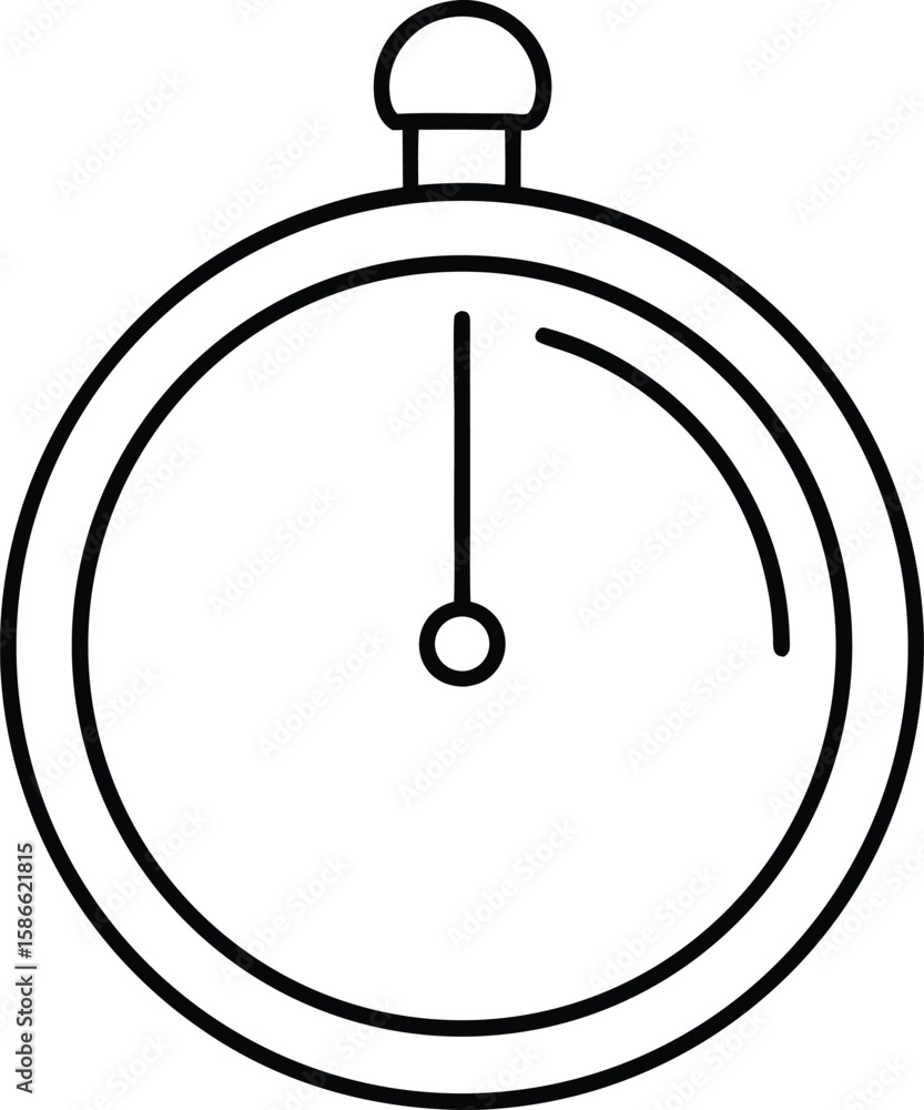 Poster simple line icon of a stopwatch symbolizing travel time isolated on transparent background