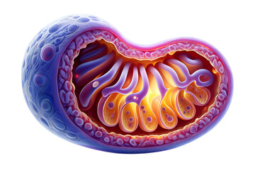 3d cross-section of mitochondria, cellular energy powerhouse for science education