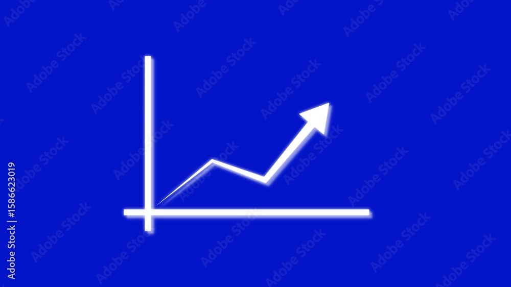 Poster white arrow rising transparent channel. abstract arrow growth chart of economy icon white color anim