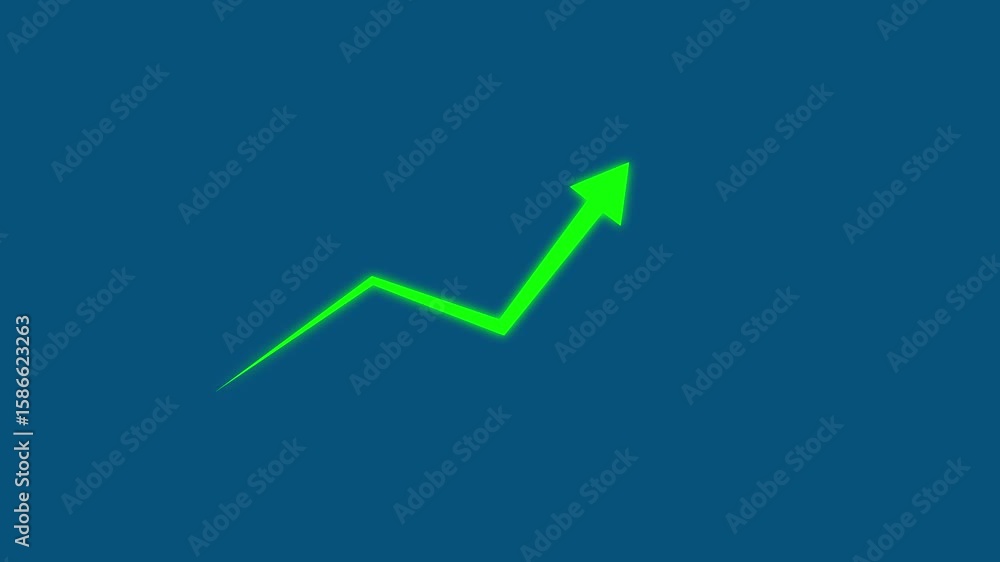 Poster abstract arrow business graph icon animation background, glowing business graph icon animation.