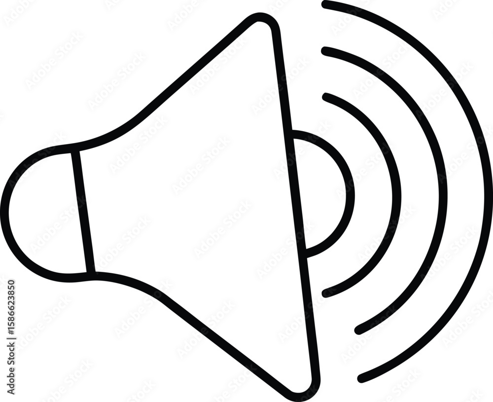 Poster simple line icon representing audio volume control or speaker functionality isolated on transparent 