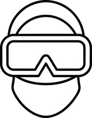Minimalist line icon of a virtual reality headset isolated on transparent background