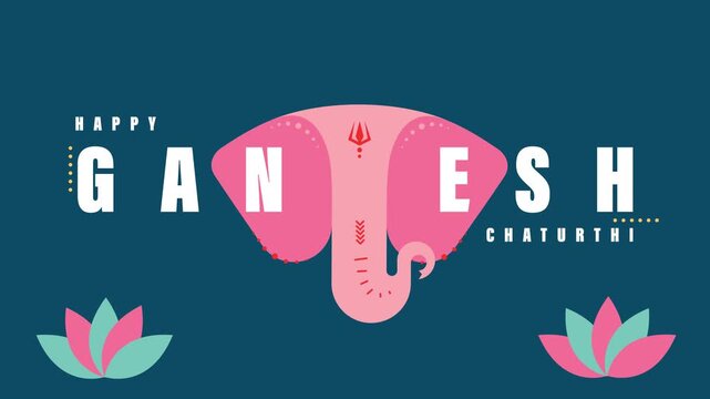 Modern Graphic Ganesh Design with Festive Greeting Text Animation