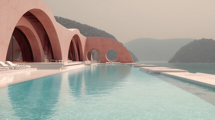 organic resort embed into a series of hills, designed by Ando Tadao,
architectural photography, style of archillect, futurism, modernist
architecture3d, style of artstation and behance, Vector art