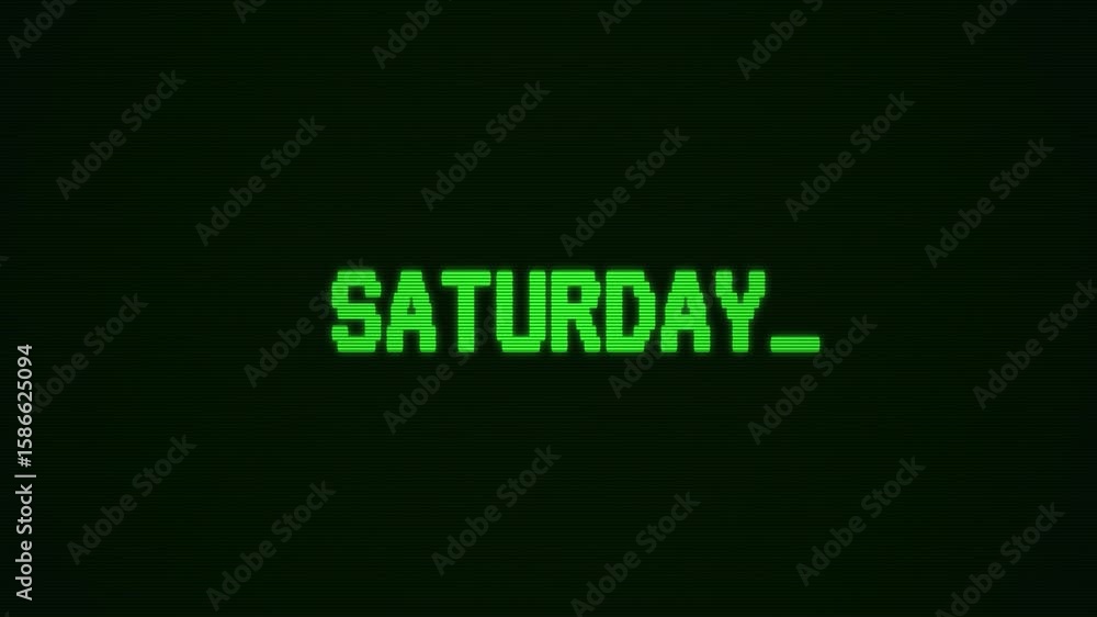 Poster retro computer screen displays saturday text in vibrant green showcasing the unique charm of vintage