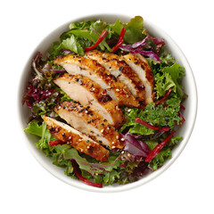 Grilled chicken salad with fresh greens, healthy eating and diet concept photo