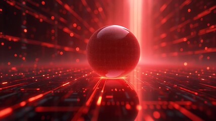 A red toned 4K motion graphic high tech circular elements digital spheres virtual matrix representing advanced technology VR concepts futuristic science visuals cutting edge presentations tech - Powered by Adobe