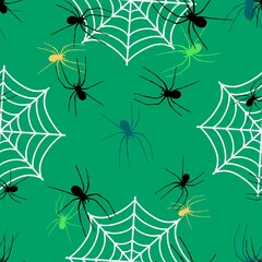 Cartoon monsters seamless Halloween spider pattern for wallpaper and fabrics and textiles and packaging and linens