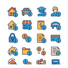 Loan icon collection: colorful simple loan, mortgage, credit, finance, savings,