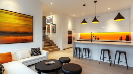 Modern kitchen and living area