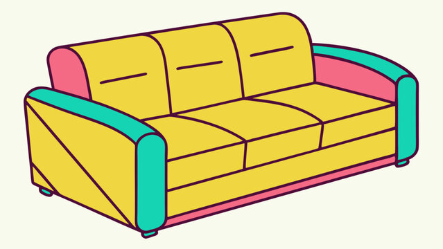 Colorful modern sofa vector illustration for vibrant interior design and furniture advertising
