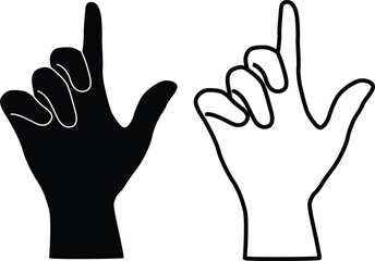 Hand Opening Sign Silhouettes Flat and Outline Design