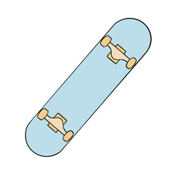 Illustration with a blue skateboard