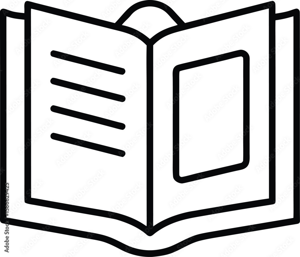 Aufkleber outline icon of an open travel guide or map book isolated on transparent background
